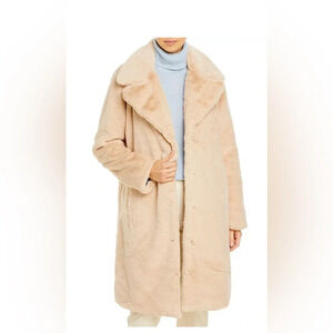 NWT Aqua Faux-Fur Coat With Wide Lapels - 100% Exclusive. Size Large.